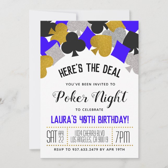 Casino Poker Einladung (Vorderseite)