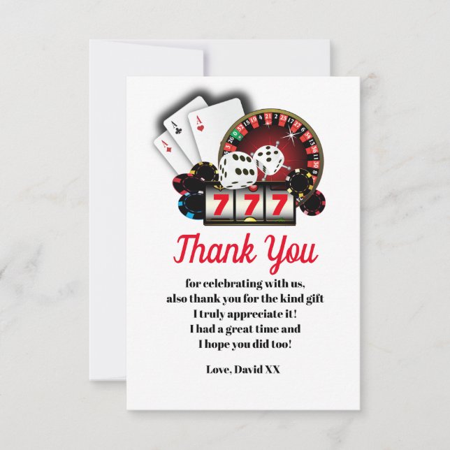 Casino, Poker, Erwachsene, danke Karte (Vorderseite)