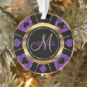 Casino Poker Monogram Chip - Lila Ornament