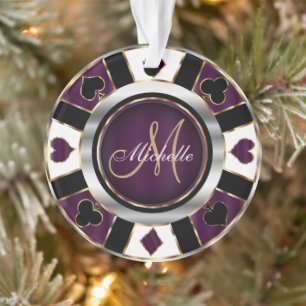 Casino Poker Monogram Chip - Lila Ornament