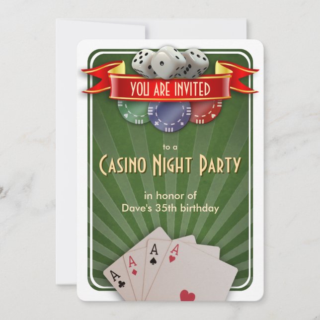 Casino Poker Night Modern Birday Party Einladung (Vorderseite)