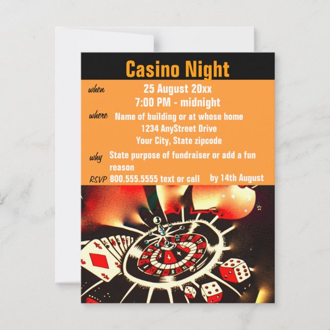 Casino Poker Night Party Einladung (Vorderseite)