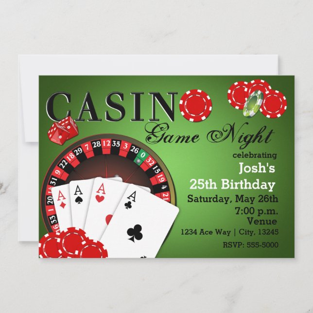 CASINO Poker Vegas Party Einladung zum Geburtstag (Vorderseite)