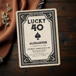 Casino Poker Vintage Ass Spades Männer 40. Geburts Einladung
