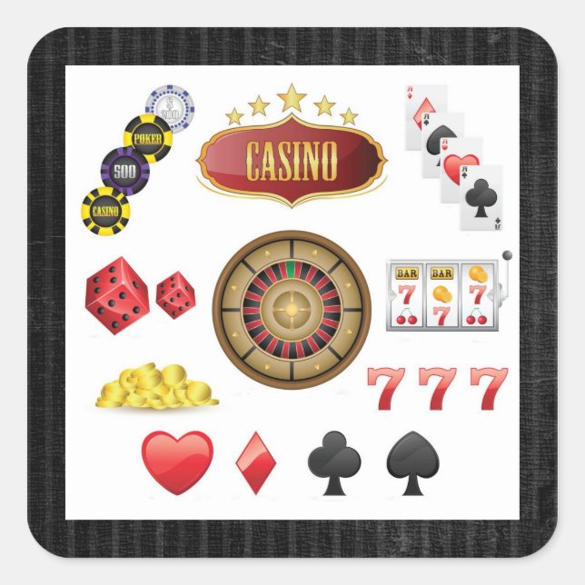 Casino Quadratischer Aufkleber (Vorderseite)
