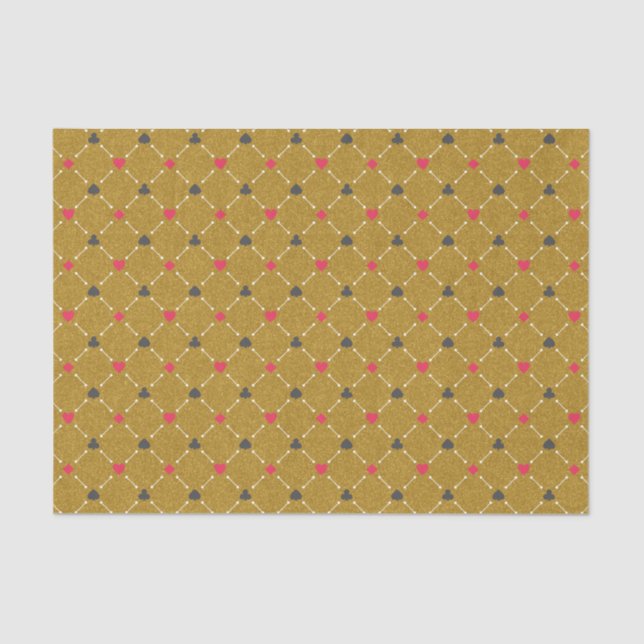 Casino Red, Black Gold Gambling Poker Card Anzug Seidenpapier (Vorderseite)