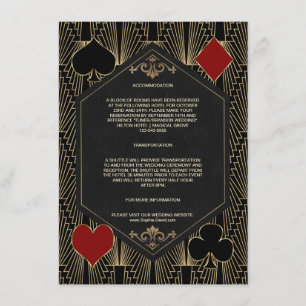Casino Roaring 20s Gatsby Hochzeitsunterkunft Begleitkarte