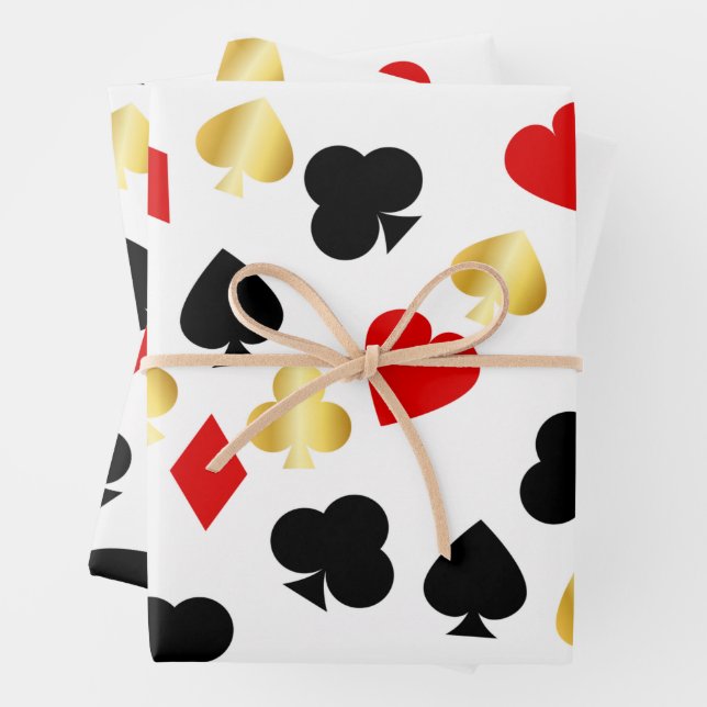 Casino Rot, Black and Gold Card Anzug Gambling Geschenkpapier Set (Beispiel)