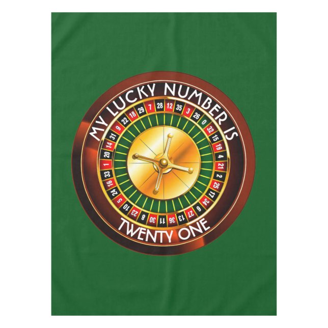 Casino Roulette Rad mit Ihrer Glückszahl Tischdecke (Vorderseite)