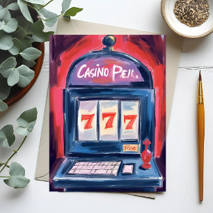Casino-Slot-Machine-Malerei Postkarte