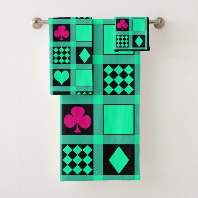 Casino Spielkarten Anzug Rodelbahn mit Aussicht Badhandtuch Set (Insitu)