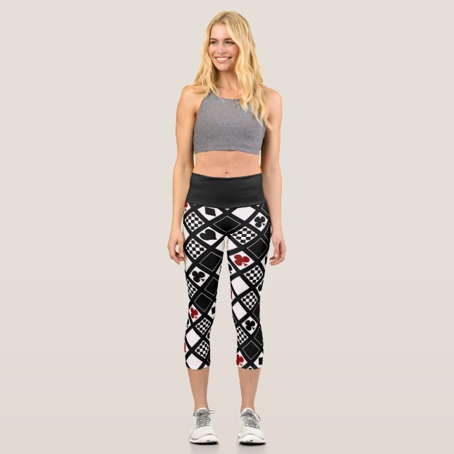 Casino Spielkarten Anzug Rodelbahn mit Aussicht Capri Leggings (Vorderseite)