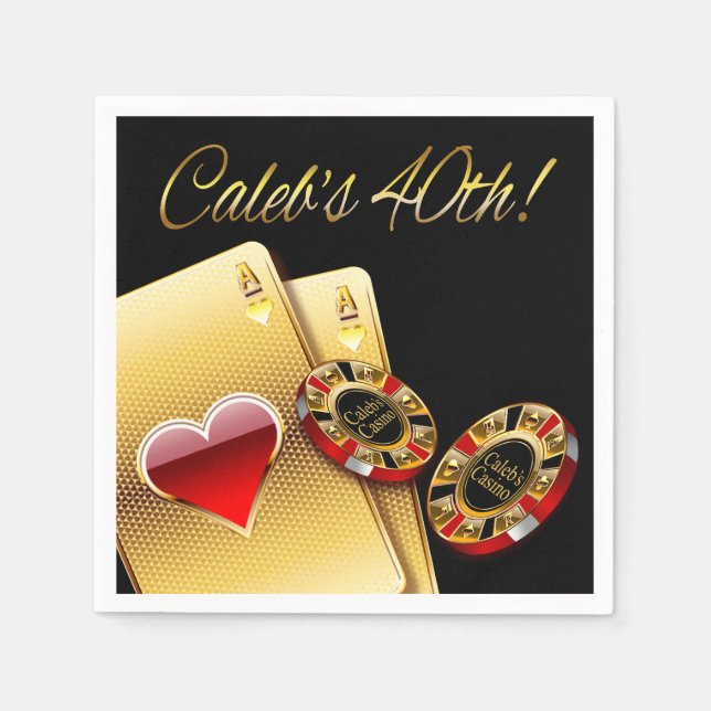 Casino Style 40. Party FRAG FÜR NAMEN IN CHIPS Serviette (Vorderseite)