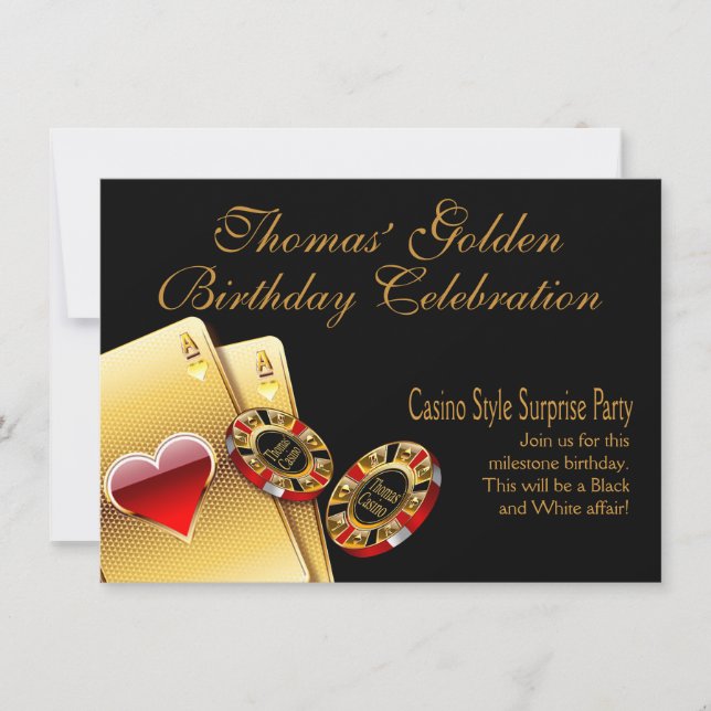 Casino Style Party FRAGTE MIR, NAMEN IN CHIPS ZU S Einladung (Vorderseite)