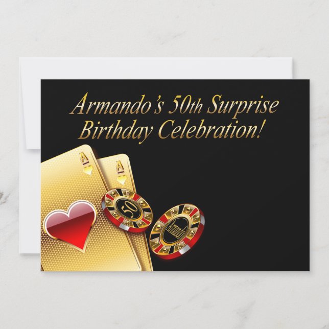 Casino Style Party FRAGTE MIR, NAMEN IN CHIPS ZU S Einladung (Vorderseite)