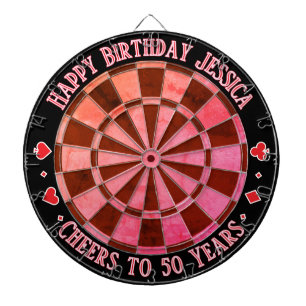 Casino-Thema 50. GEBURTSTAG Rosa Braun, schwarze U Dartscheibe