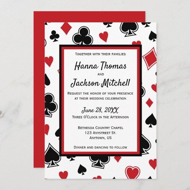 Casino Theme Las Vegas Hochzeit Einladung (Vorne/Hinten)