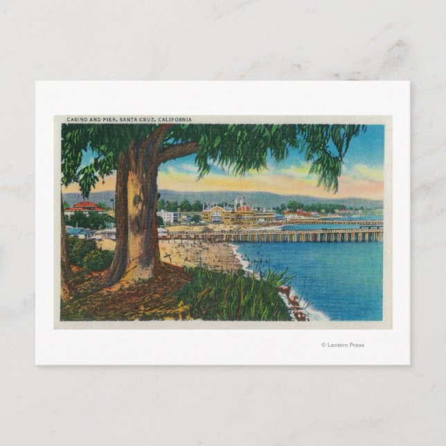Casino und Pier, Santa Cruz Santa Cruz, CA Postkarte (Vorderseite)