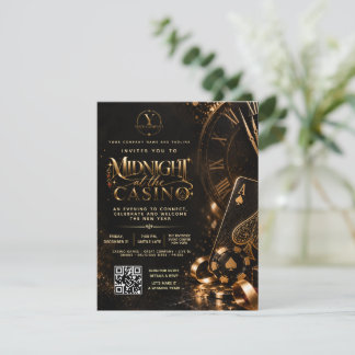 Casino-Unternehmens-Silvesterparty mit Logo und QR Einladung