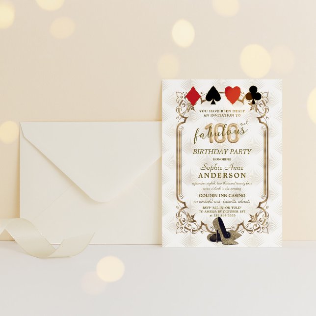 Casino Vegas Art Deco 100 und fabelhafter Geburtst Einladung (Von Creator hochgeladen)