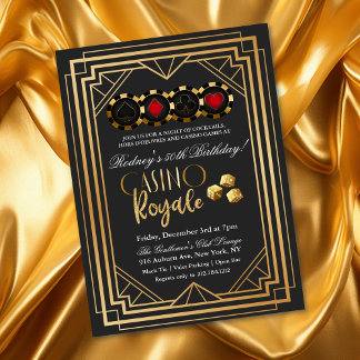 Casino Vegas Black and Gold Einladung zum Geburtst