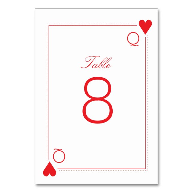 Casino Wedding Tischnummer Card - Herz (Vorderseite)