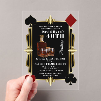 Casino Whisky und Zigarre Gatsby 40. Geburtstag  Acryleinladungen
