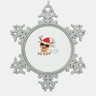 Casj Boys Unisex Adults Reindeer Small Short Sleev Schneeflocken Zinn-Ornament