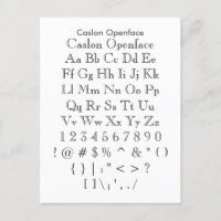 Caslon Openface - Zazzle Schriftart Sampler Sheet