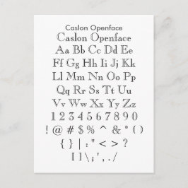 Caslon Openface - Zazzle Schriftart Sampler Sheet Postkarte
