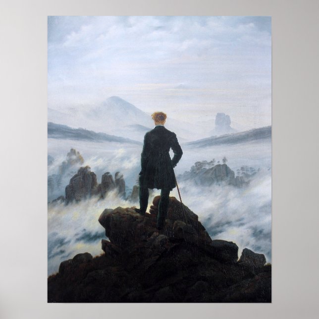 Caspar David Friedrich Der Wanderer über dem Meer Poster (Vorne)