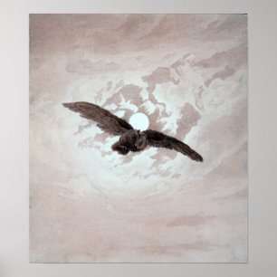 Caspar David Friedrich Owl fliegt gegen Monlit Poster