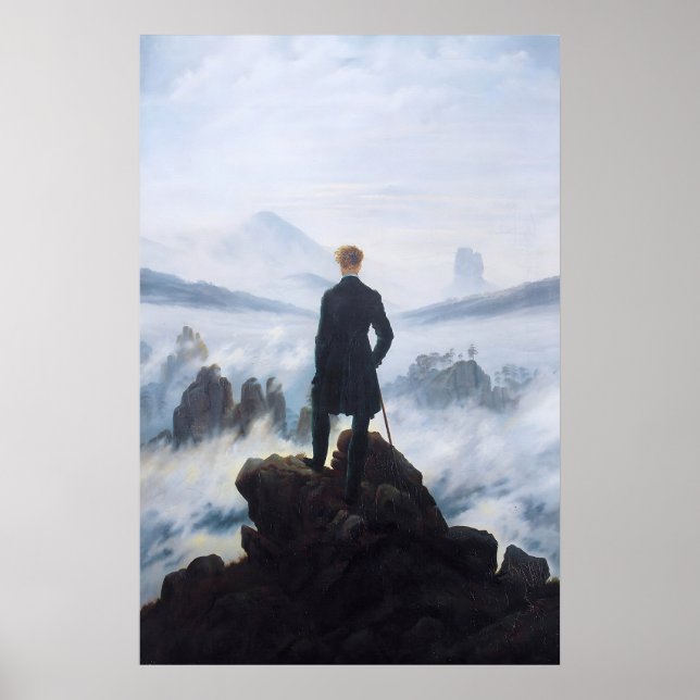 Caspar David Friedrich Print Wanderer Above the Poster (Vorne)