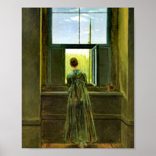 Caspar David Friedrich Woman an einem Fenster Poster