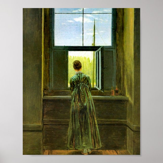 Caspar David Friedrich Woman an einem Fenster Poster (Vorne)