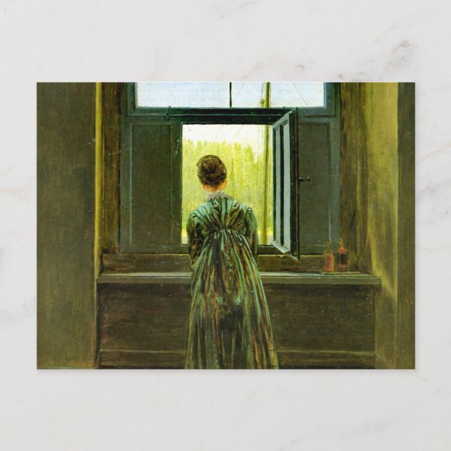 Caspar David Friedrich Woman an einem Fenster Postkarte (Vorderseite)