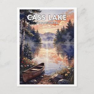 Cass Lake Minnesota Vintage Wasserfarben Reise Postkarte