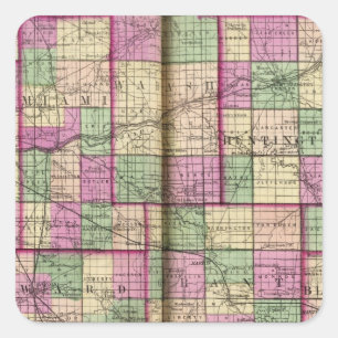 Cass Landkreis und Miami Landkreis Quadratischer Aufkleber