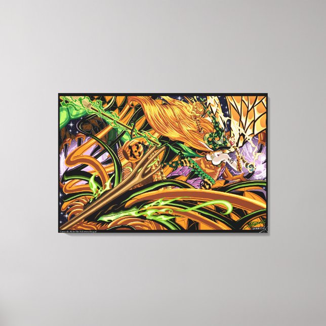 Cassandra reitet auf dem Halloween-Drachen Gestert Leinwanddruck (Vorderseite)