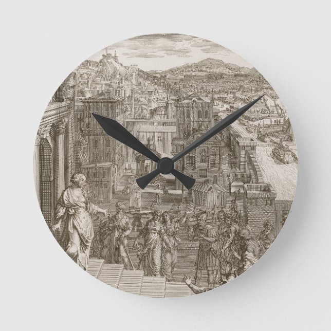 Cassandra sagt die Trojan ihr Schicksal voraus und Runde Wanduhr (Vorderseite)