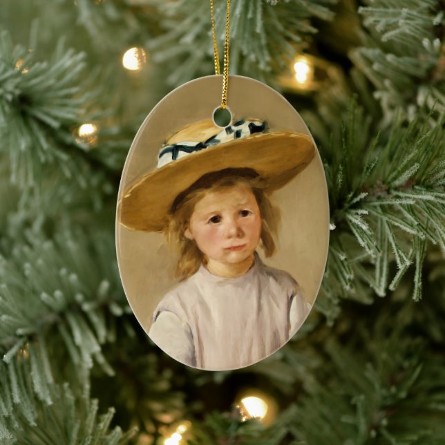 Cassatt Child in Straw Hat Keramik Ornament (Baum)