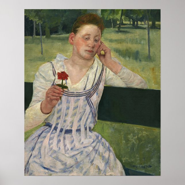 Cassatt - Frauen mit rotem Zinnia Poster (Vorne)