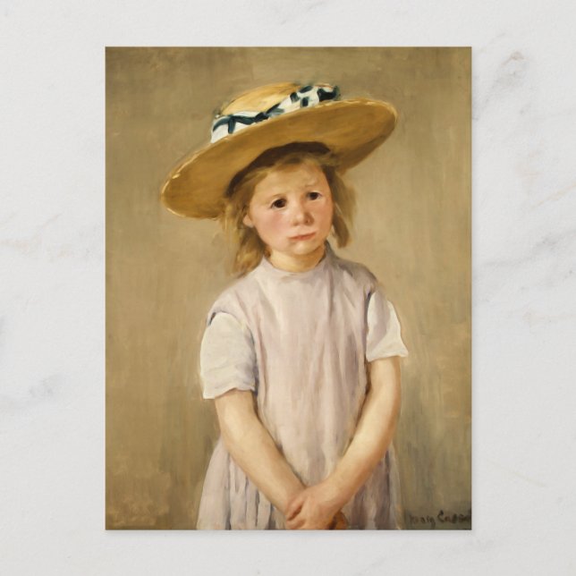 Cassatt Kind im Strohhut Postkarte (Vorderseite)