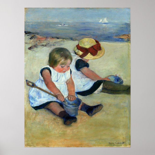 Cassatt - Kinder am Strand Poster (Vorne)