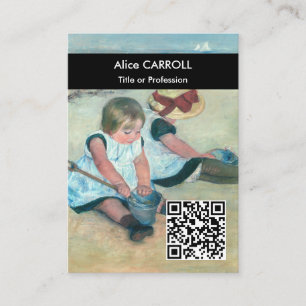 Cassatt - Kinder am Strand spielen - QR-Code Visitenkarte