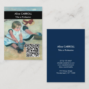 Cassatt - Kinder spielen am Strand - QR Code Visitenkarte