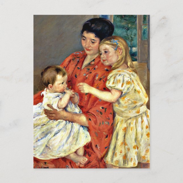 Cassatt - Mutter und Sara Admiring the Baby, Postkarte (Vorderseite)