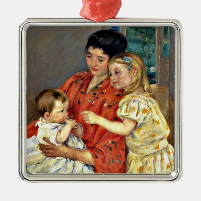 Cassatt: Mutter und Sara bewundern das Baby Ornament Aus Metall (Vorne)