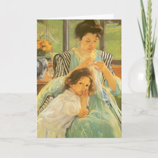 Cassatts junge Mutter nähen, glücklicher Muttertag Karte (Vorderseite)