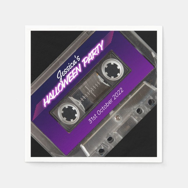 Cassette Retro 80er Themed Mixtape Halloween-Party Serviette (Vorderseite)